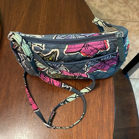Vera Bradley Falling Flowers Little Crossbody Bag and Matching Keychain Set - Picture 2 of 10